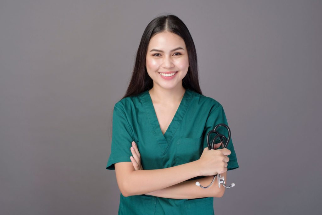 a person in a green shirt